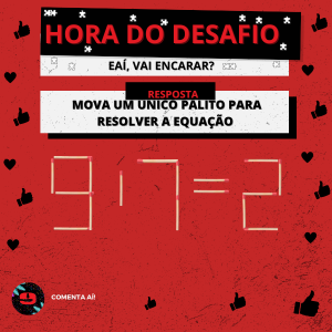 escapetimebr's tweet photo. Hora do desafio!
Mova um único palito para resolver a equação! Qual a resposta? 

Eaí, vai encarar?

Quer mais desafios como esse? Vem para o Escape! 

#escapetimebr #expertsemjogosdefuga #vemproescapetime #diversao #fun https://t.co/bT8Rg11UEO