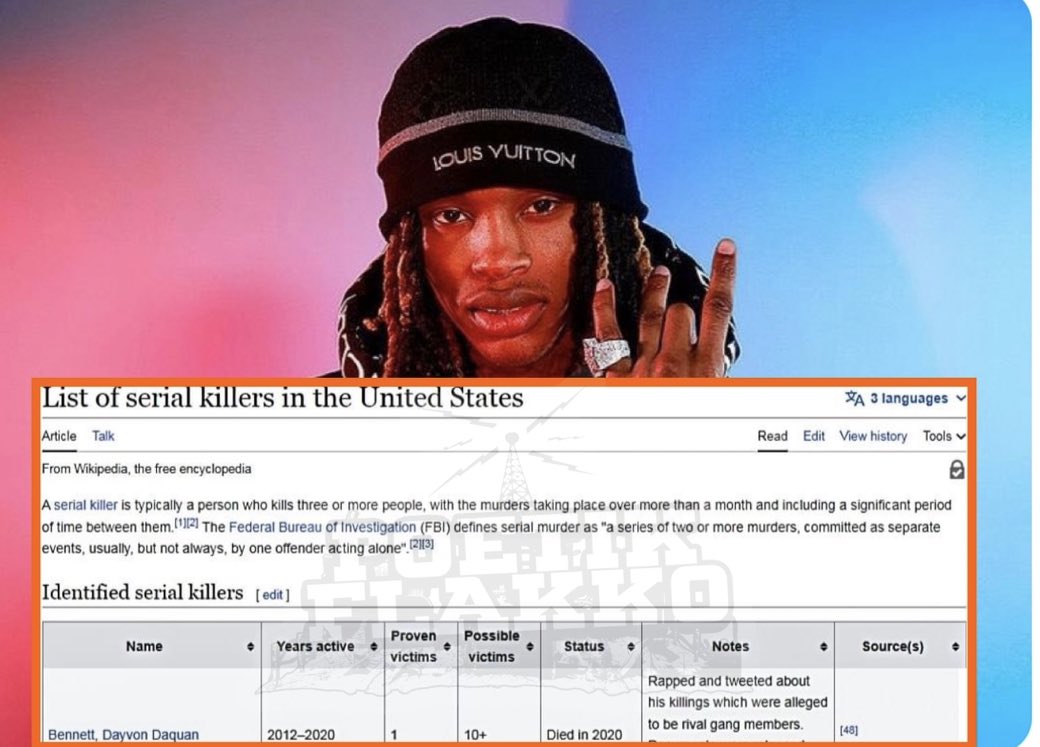 Poetik Flakko on X: They Added King Von's Name To Wikipedia's List Of  Serial Killers In The United States.😳  / X
