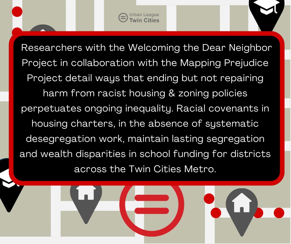 CSJatULTC's tweet image. #FridayFacts 
As we process the impacts of federal rulings on education and opportunity, let&apos;s examine the lasting impacts of some local policies.

Insights by @CSJatULTC. Data by the Welcoming the Dear Neighbor Project. 

#ULTC #UrbanLeagueTwinCities #Schools #Housing #Racism