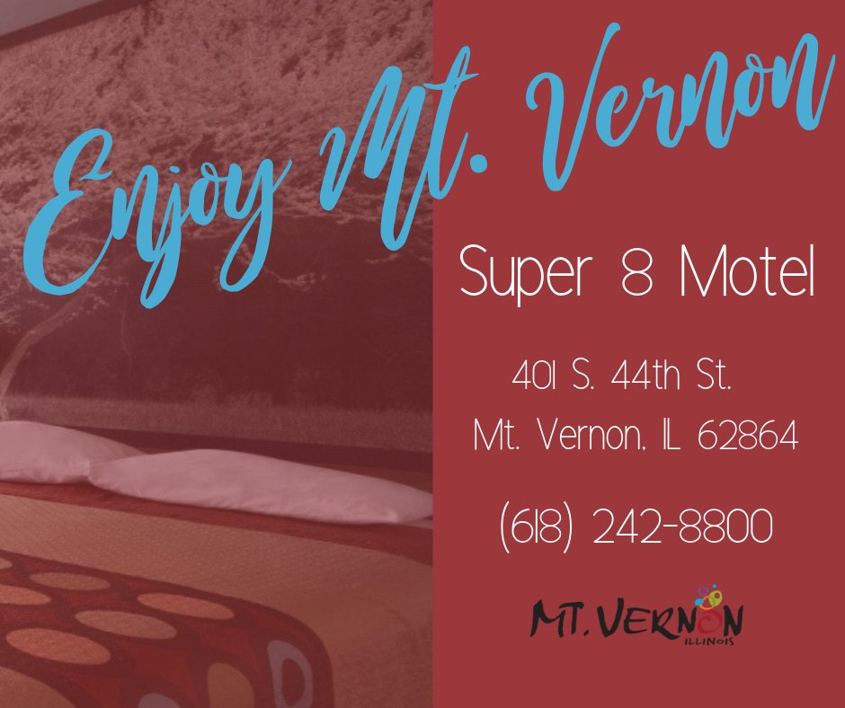 EnjoyMtVernon's tweet photo. Looking for a place to rest your head for the weekend?
Book a room at the Super 8 Motel!

For more information, visit our website at https://t.co/jFVUy84Ssv https://t.co/FGxjcL2SC9