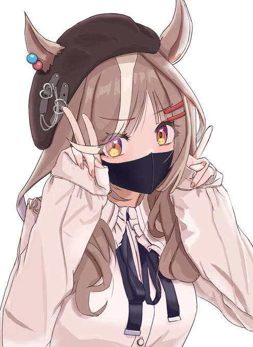 「さいきんこういう服が流行ってるらしいのですが、どですかね?似合ってますかね?むん!」地雷系(ぽい)マチタンフリー写真から落書きです。 