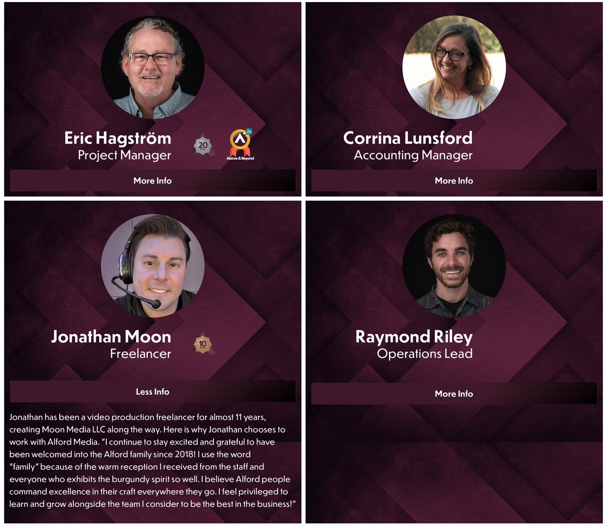 MoonMediaTV's tweet image. alfordmedia.com
@AlfordMedia has a brand new website and look who's featured as their first freelancer spotlight!
I'm honored the burgundy team continues to include me in challenging, exciting events around the country, and helps train me up!
#MoonMedia #CorporateVideo