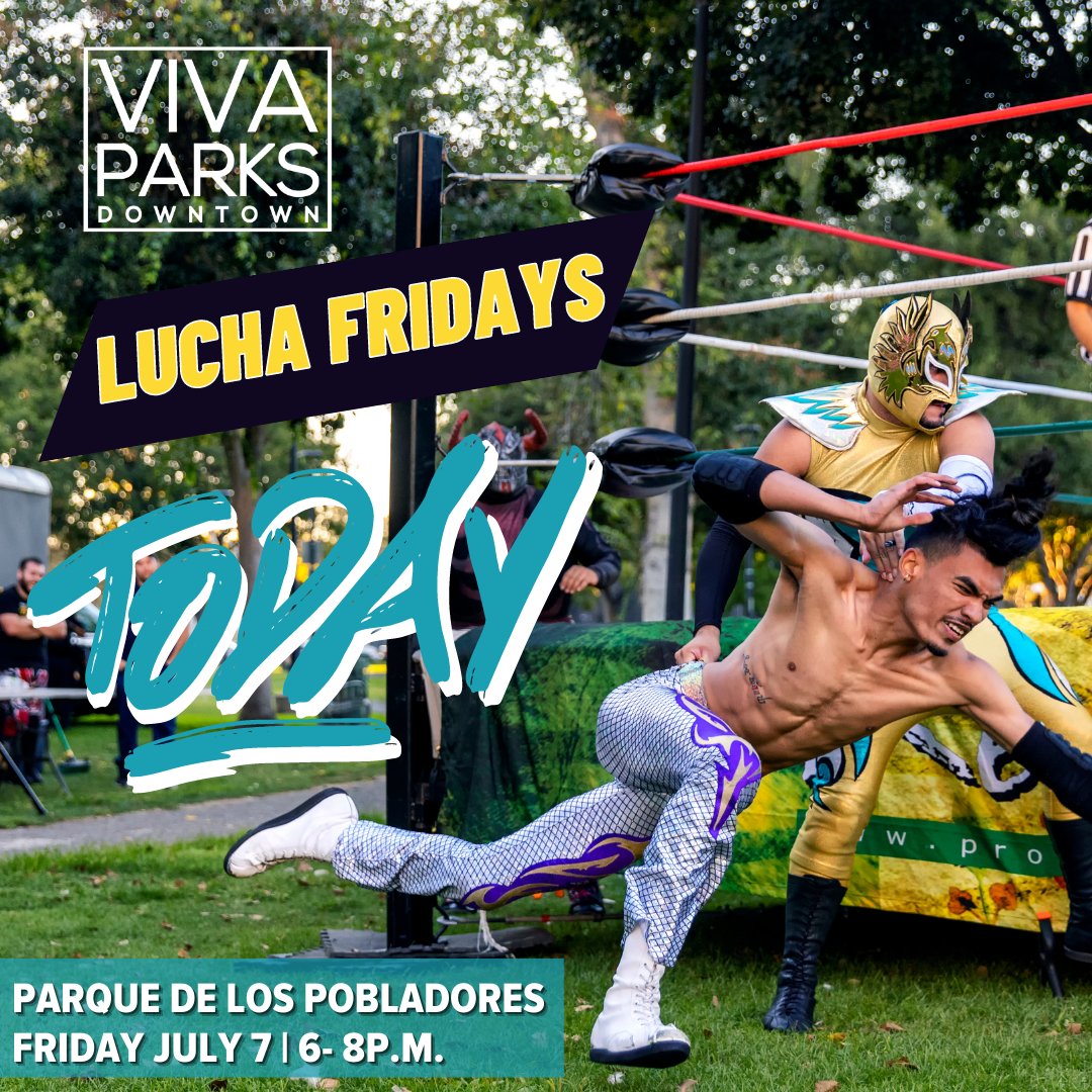 🌟 Join Us Downtown AGAIN at Parque de los Pobladores (1st St. & Market St. San Jose, CA 95113) for an Epic Wrestling Show this time! Our Viva Parks Downtown team is hosting an electrifying event that will have you on the edge of your seat. #vivaparkssj