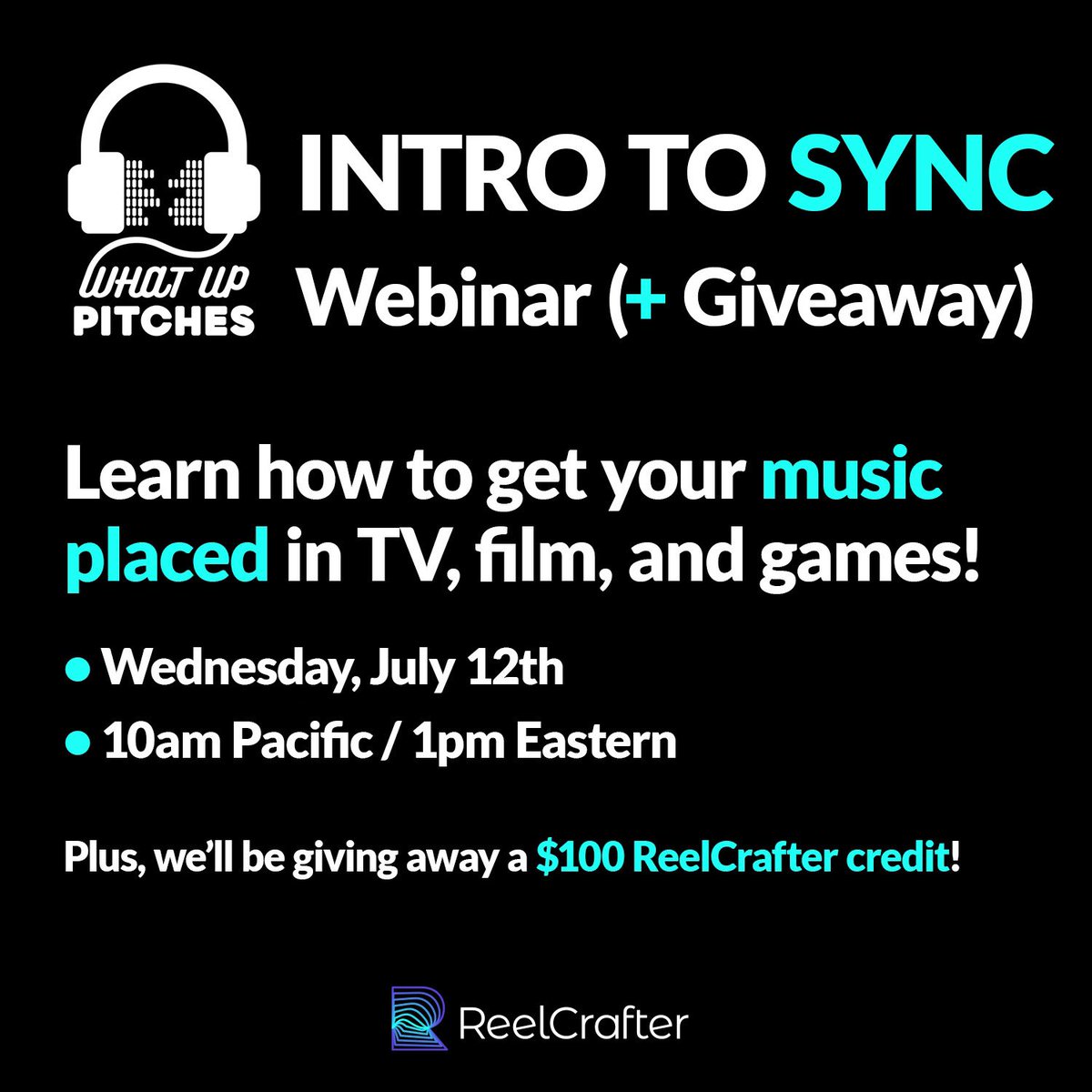 WUP Intro to Sync webinar with <a href="/ReelCrafter/">ReelCrafter</a> next week! See you Wednesday, July 12 and 10am PT.