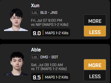 ayohae_'s tweet photo. do i even actually love league of legends? 
1u on each for me

#culinarydistrict

#leagueoflegends #prizepicks #underdogfantasy #gamblingtwitter #sportsgambling https://t.co/tVGsBhcDhN