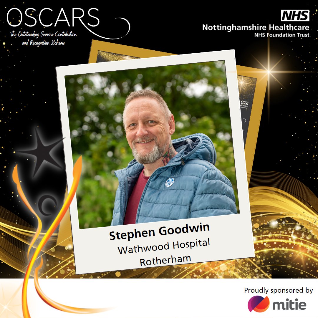 Stephen Goodwin is our Volunteer of the Year. Stephen attends the carers forum, patient events, reviews of the hospital and nothing is too much for him. He really is a strong patient advocate and good friend of Wathwood. Thank you Stephen, for all that you do! #NottsOSCARS