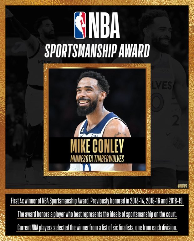 Former LN star Mike Conley wins NBA's sportsmanship award