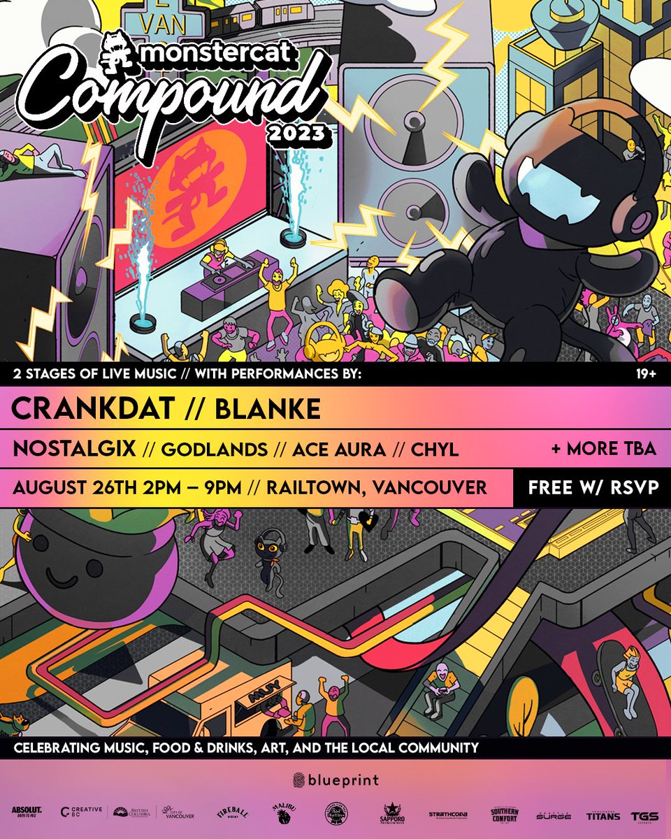 Monstercat's tweet photo. 😻Join the #MonstercatCompound 2023 Volunteer Team!
All accepted volunteers receive a FREE VIP pass!
To apply, send an email to events@monstercat.com.