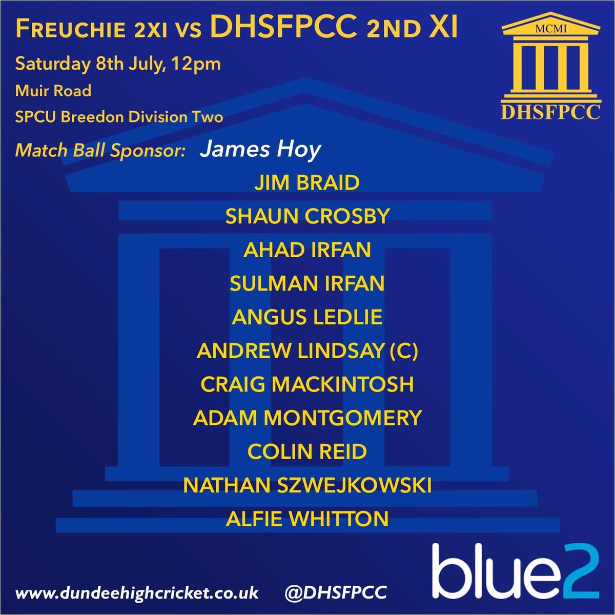 🏏 Weekend Teams 🏏

1s at home to Stoneywood Dyce and 2s away to Freuchie. 

Special shout out to 1st XI number 10 batsmen, 5th change bowler and specialist fine leg fielder Graham Hopkins on his wedding day tomorrow. We wish Graham and Sarah all the best. 

#CODH