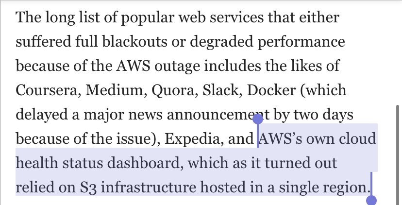 This is an oldie but a goodie. 🍿

Throwing back to that time in early 2017, when AWS went down due human error while fixing a payment bug and their own health status dashboard had no internal geo-redundancy. 🙈

You want our value prop? It’s right here.

datacenterknowledge.com/archives/2017/…