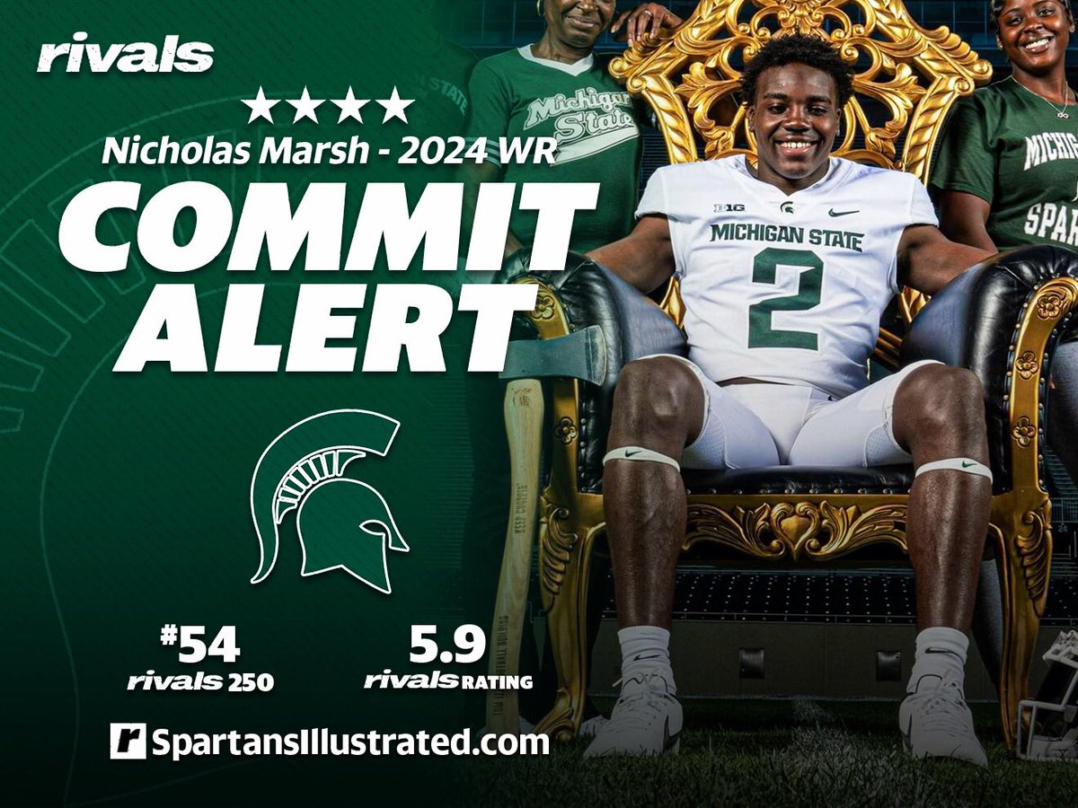 2024 four-star wide receiver and Rivals250 prospect Nick Marsh has recommitted to Michigan State, he just announced live at his ceremony at River Rouge High School