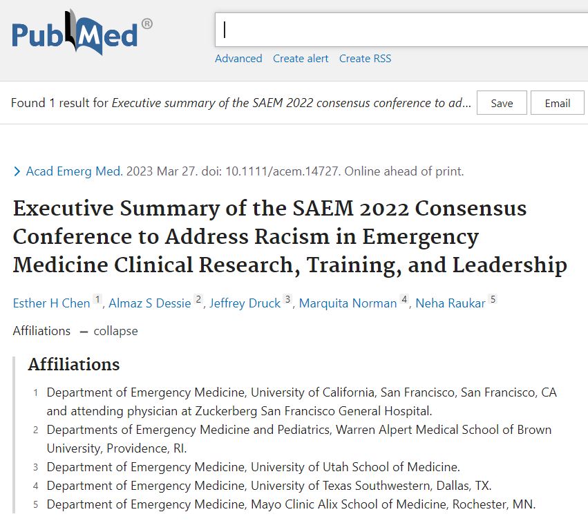 UTSW_EM's tweet photo. ICYMI: Executive summary report for #SAEM Consensus Conference on racism in academic emergency medicine by @MarquitaSNorman @UTSW_EM and colleagues addressing inequities in research, training, and academic leadership; disparities in care. https://t.co/fju8YcNsW7 https://t.co/Qpks9nvQL4