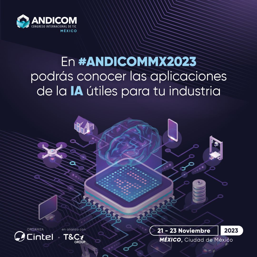 ANDICOMMx's tweet photo. En #ANDICOMMX2023, tendrás la oportunidad de conocer de primera mano cómo la #IA está transformando la industria con aplicaciones en #Automatización de procesos, cadenas de suministro y otros más. 
En #ExpoSantaFe, #CDMX, del 21 al 23 de noviembre.  Vista: https://t.co/adT5CWm9Z5 https://t.co/kTOw96AKo8