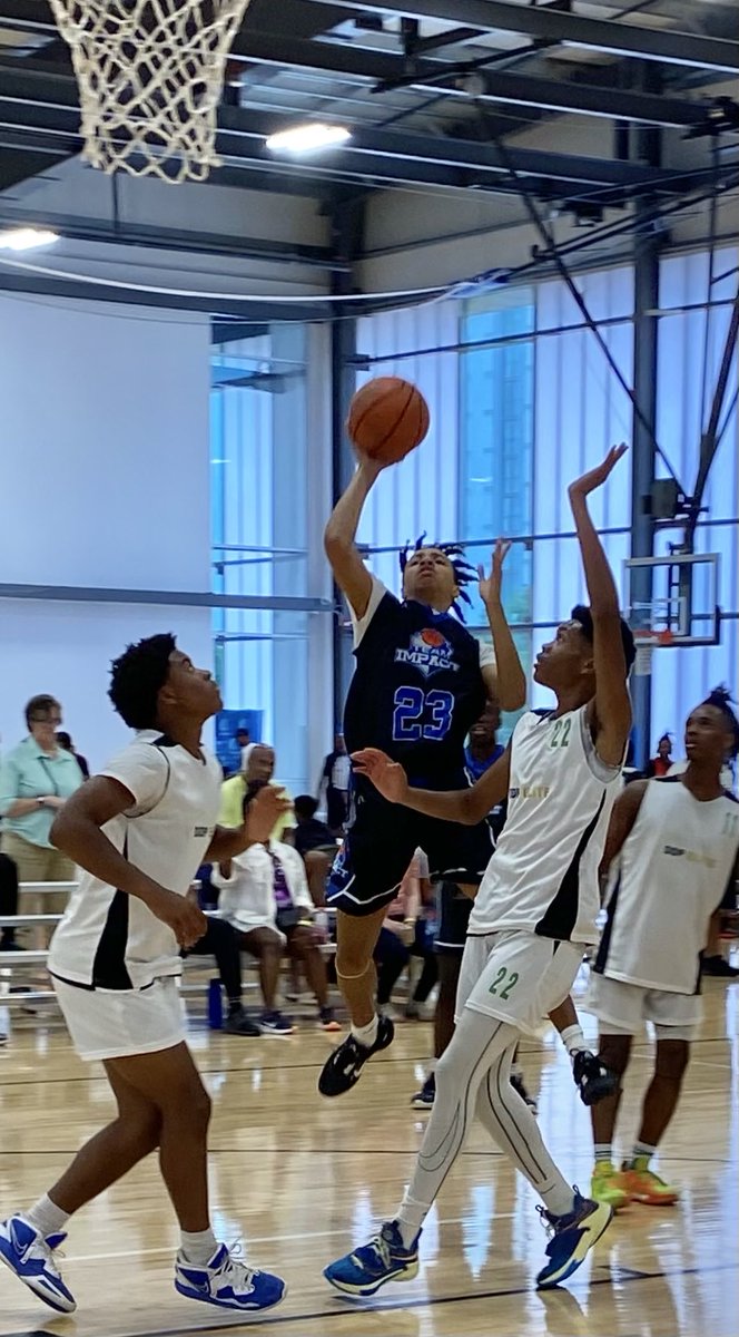 Team Impact 6’4 2025 Isaac Vasquez (John F Kennedy HS) slices to the rim for the basket.  He’s averaging 16.5 for Team Impact.  Team Impact trails DDP 43-36, 10:02 left 2H.  #BigShots #VABeachLive ⁦<a href="/BigShotsToday/">Hit The BIG SH🏀TS</a>⁩ ⁦<a href="/BigShotsGlobal/">BIG SH🏀TS</a>⁩
