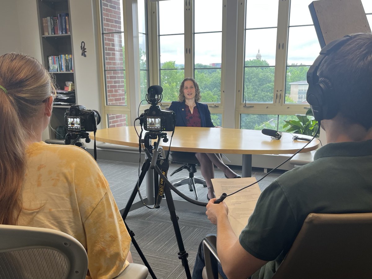 Had a wonderful time being interviewed by <a href="/PSUBellisario/">Penn State Bellisario College</a> students Lucas and Abby, who are creating a video about our wonderful joint <a href="/PSUScience/">Penn State Eberly College of Science</a> and <a href="/SmealCollege/">Penn State Smeal</a> BS/MBA program. More about the program: science.psu.edu/interdisciplin… 
You've got some great students, @mariehardinpsu!