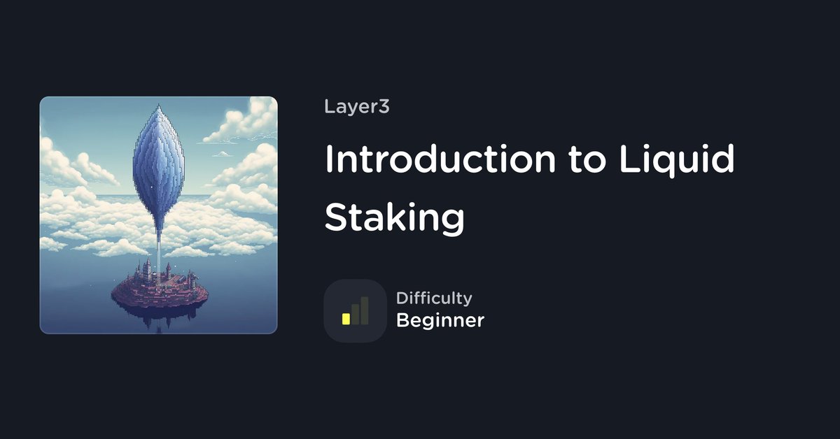 Layer3 (@layer3xyz) on Twitter photo Liquid Staking Tokens (LSTs) have become a hot topic among crypto insiders.
Our latest collection provides a comprehensive overview and teaches users how to use leading LST protocols, including:
· <a href="/LidoFinance/">Lido</a>
· <a href="/Rocket_Pool/">Rocket Pool</a>
· <a href="/pendle_fi/">Pendle</a>
· <a href="/eigenlayer/">EigenLayer</a>
l3.xyz/LiquidStakingT… Liquid Staking Tokens (LSTs) have become a hot topic among crypto insiders.
Our latest collection provides a comprehensive overview and teaches users how to use leading LST protocols, including:
· <a href="/LidoFinance/">Lido</a>
· <a href="/Rocket_Pool/">Rocket Pool</a>
· <a href="/pendle_fi/">Pendle</a>
· <a href="/eigenlayer/">EigenLayer</a>
l3.xyz/LiquidStakingT…
