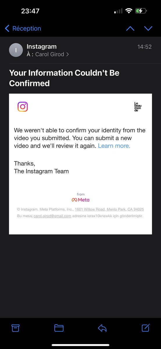 carolgirod's tweet photo. @instagram they have even hacked thé facial récognition see the mail i received !! https://t.co/rPLiylAWnM