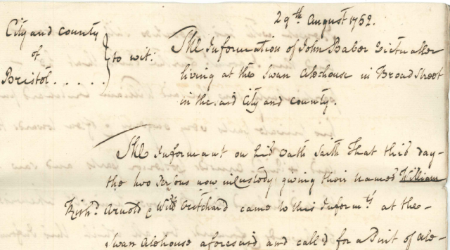 A rare witness statement reveals the tragic story of a Bristol gay couple, Richard Arnold and William Critchard, executed in 1753 for "the detestable crime of buggery". 
bristolmuseums.org.uk/blog/archives/…