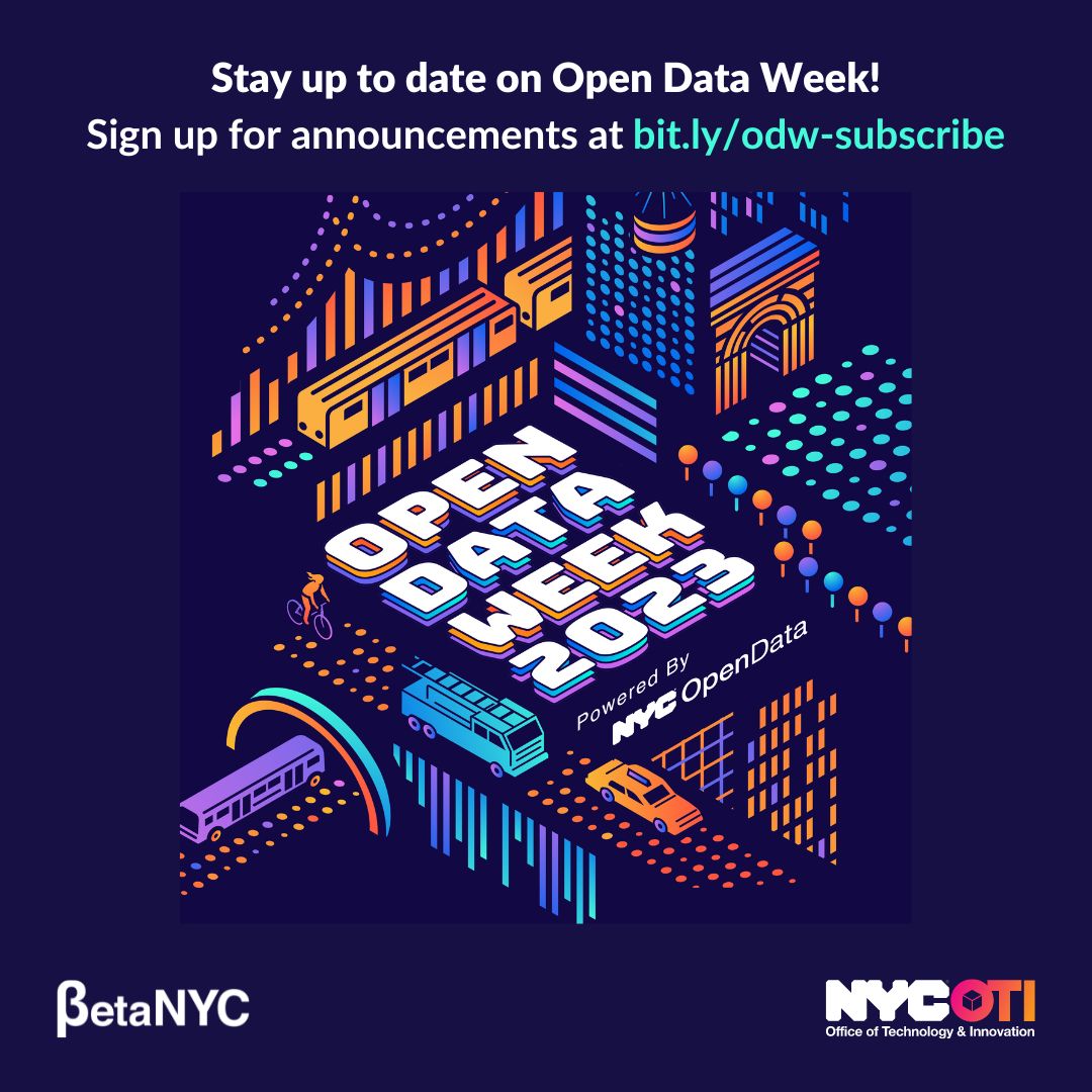 BetaNYC's tweet photo. Want to take a trip down memory lane? Or experience #opendataweek or #nycsodata for the first time?😀
Thanks to @isocny, we have recordings you can now enjoy. Check them out at < https://t.co/xMtPUoCJA4 >!🥳 https://t.co/Cyk0dQMue5
