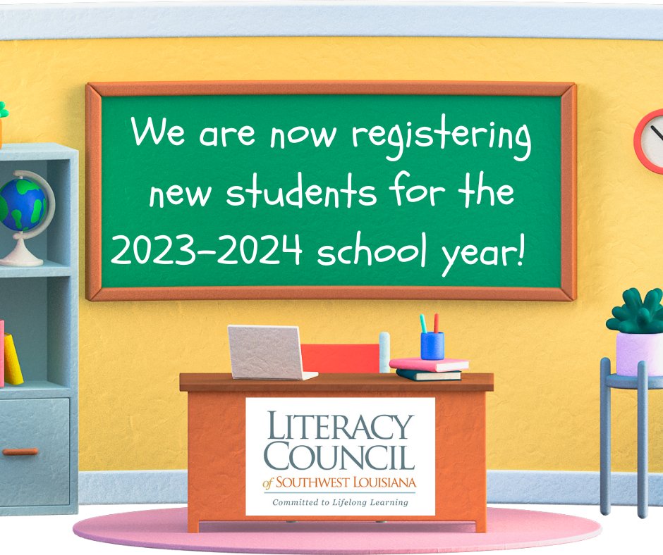 LiteracySWLA's tweet image. We are registering new students for the upcoming school year! If you would like to schedule an appointment, click the link below to register today!
louisiana.getconnectable.com/literacy-counc…