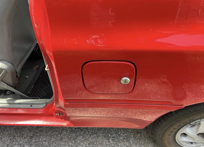 I present- a Cherry Red, 1993, Ford Festiva 🚗  The Basics:  Automatic seatbelts ✅ Side view mirrors ✅ Dual<a href="/tag/of"class="tags"><span>#of</span></a>