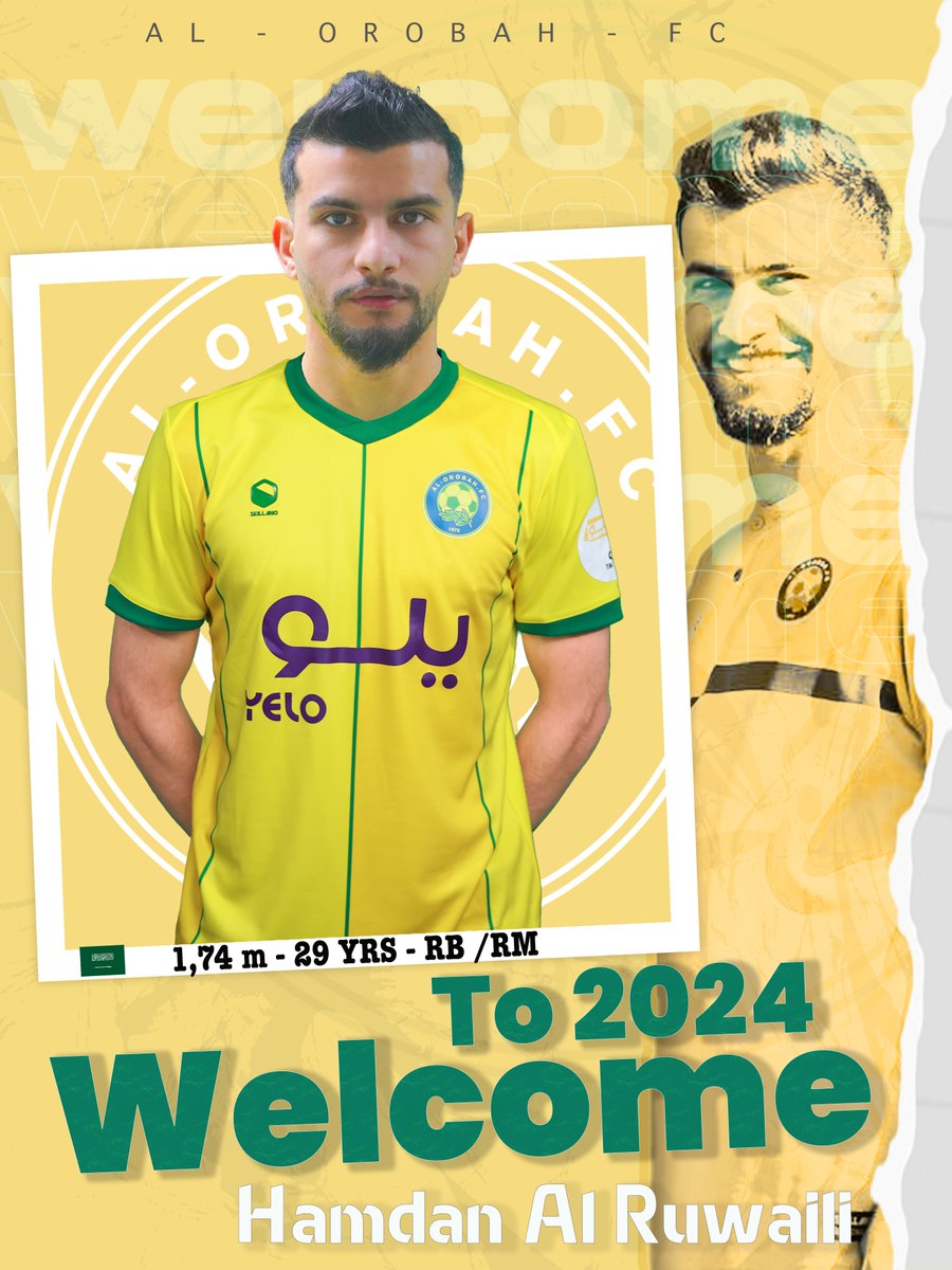 ALOROBAH_FC's tweet photo. #العروبة | ✍🏻
العروبة يوقع مع الظهير الأيمن حمدان الرويلي  وذلك  لتمثيل الفريق الأول في #دوري_يلو من الموسم الرياضي 2023-2024 
💛💚💙🤩 https://t.co/8xmG1XO4Me