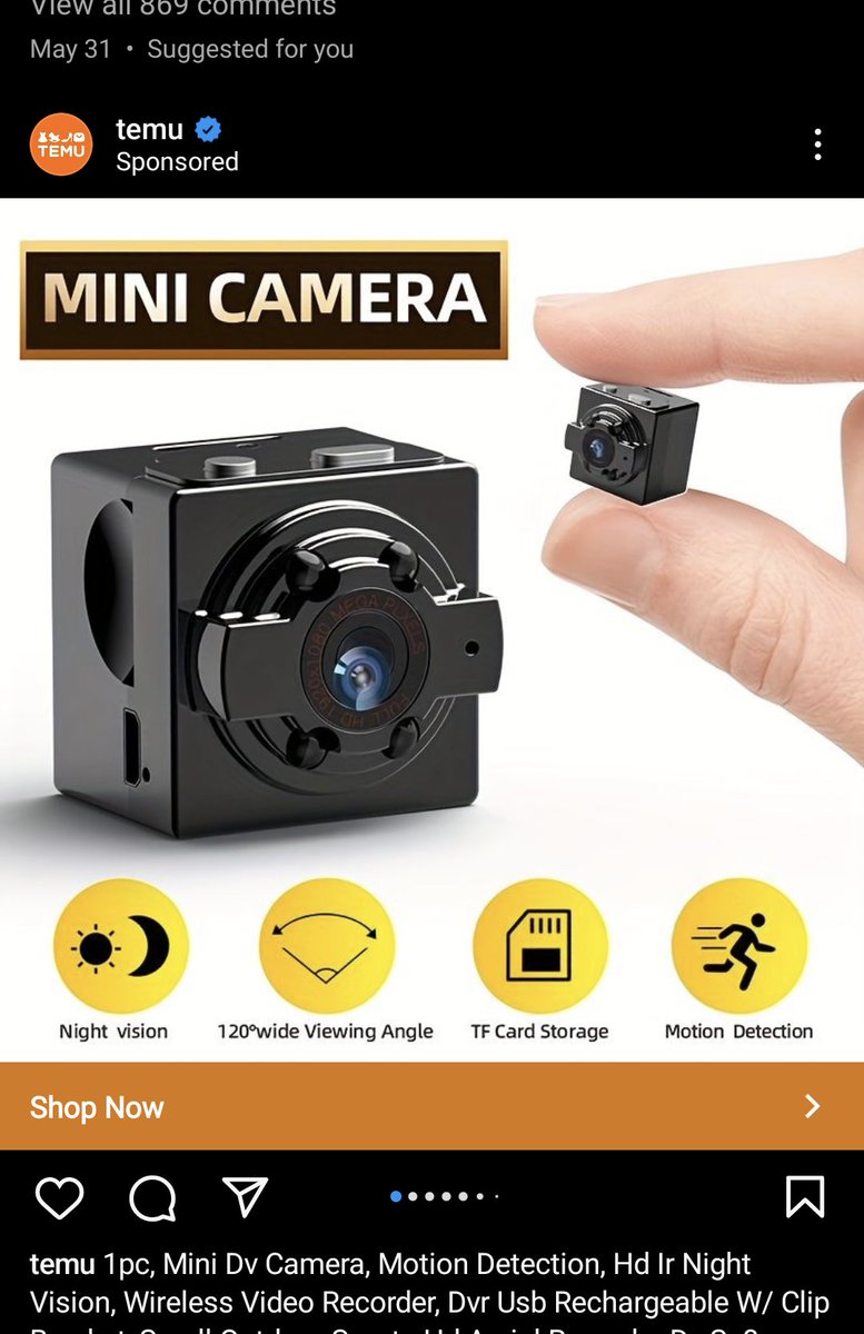 NutProdigy's tweet image. Why is Instagram trying to sell me this camera made for the criminally perverted? Does the algorithm think I own an air bnb?