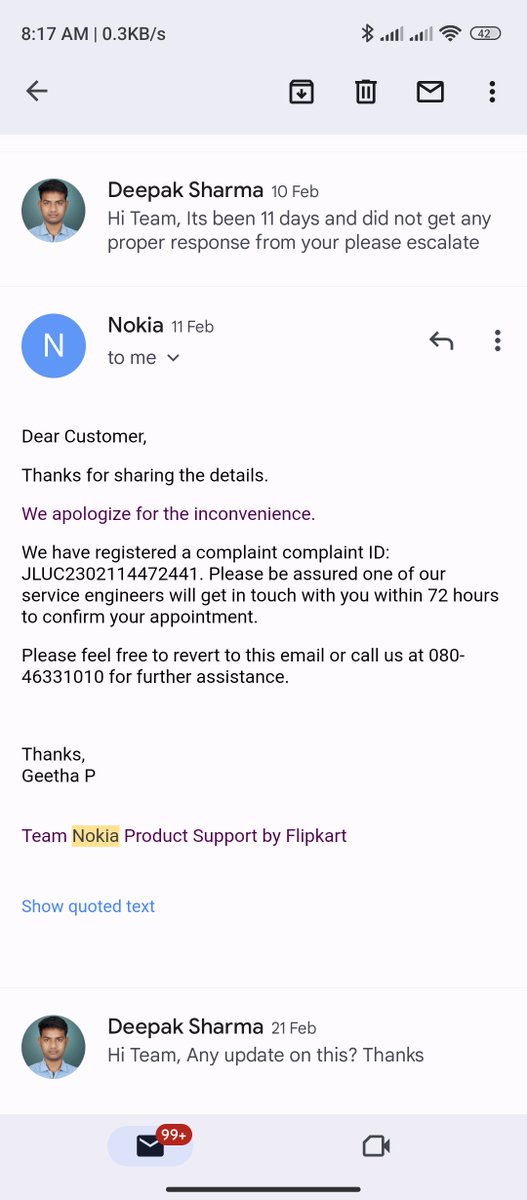 pinakka95's tweet photo. @flipkartsupport 
I bought Nokia laptop from Flipkart but after few months it's keyboard stopped working so I raise case with Flipkart it's  been 7 month and there is no action taken from flipkart so now I don't have any option to file a complaint in consumer forum. https://t.co/ucFVzxwBPD