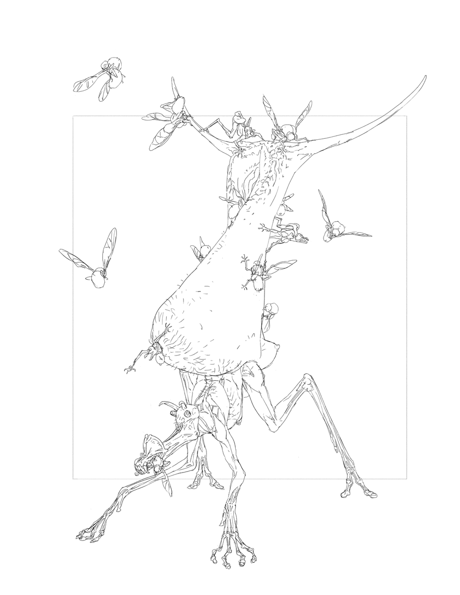 Lesser Silk Horn Imp.
Picked away at this slowly until I got the sketch where I wanted it for line art, then promptly realised: "I hate this for reasons I cannot discern" and haven't touched it since. Maybe it'll grow on me later and I can pick it back up.