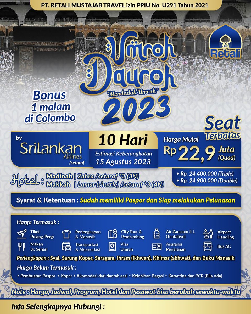 EmmaHelma2's tweet photo. Revisi brosur , paket umroh murah menginap 1 malam di Colombo https://t.co/8E0gB6l127