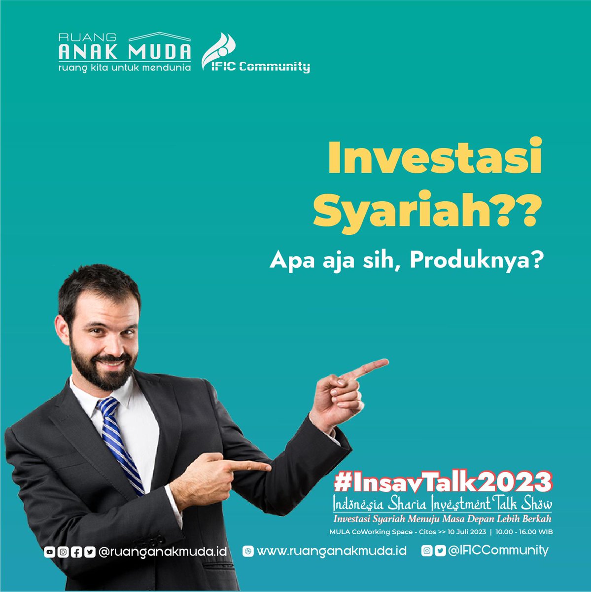 RuangAnakMuda's tweet photo. Hi Anak Muda Indonesia,  Kamu udah mulai investasi belum? Atau mau mulai investasi tapi bingung? Yuk kita belajar bareng di INSAV Talk 2023, Senin, 10 Juli 2023.   #ruanganakmuda #anakmuda #investasi #perencanaaninvestasi #tujuaninvestasi #reksadana #saham #tradebar #trabar https://t.co/JSR2oSTYVO