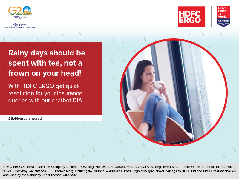 Rohit_jcpl's tweet photo. HDFC ERGO's chatbot DIA offers quick resolution to insurance queries. This means that you can enjoy the monsoon rains without worrying about policy-related issues!
#BeMonsoonInsured https://t.co/Bb6tvfjUGb https://t.co/YTbilQpfcK