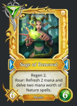grapefruitgu1's tweet photo. ok chat we are raffling off the most powerful card of all time... gold SAGE OF RENEWAL!!! everyone remembers 4 mana sage.

we need a 1 mana nature spell add 7 nature cards set their cost to 1 and deal 4 to each character.

must RT post, follow account, and tag 2 gu buddies lfg https://t.co/EM4WdPSHp0
