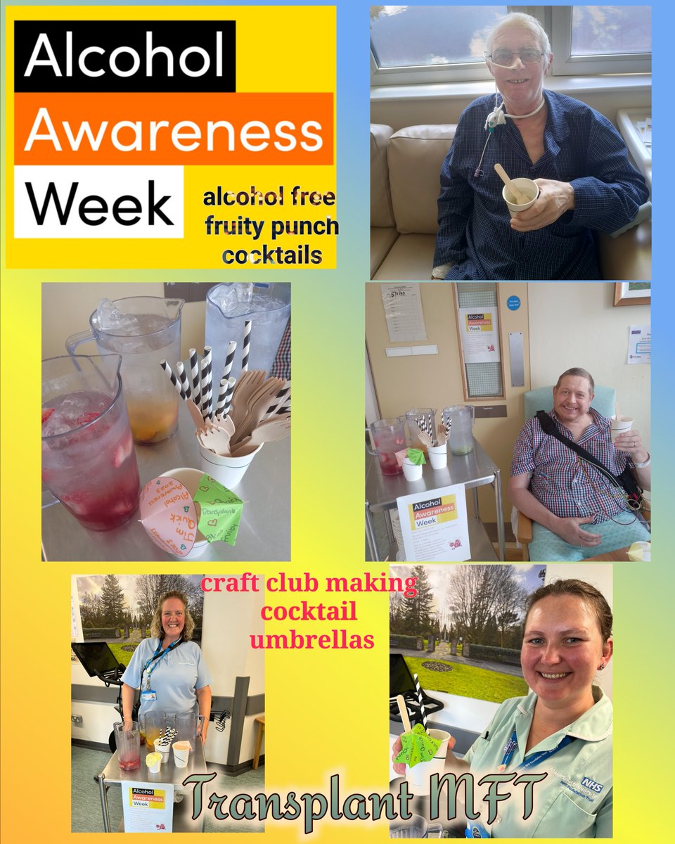 Celebrating Alcohol awareness week in Transplant MFT with an alcohol free cheers with some mocktails and craft club making cocktail umbrellas today 😀 <a href="/julesyjuu/">Julia Fitzpatrick</a> <a href="/krisbailey3/">Kris Bailey</a> <a href="/MFTnhs/">MFT NHS</a> @StaffWtwa