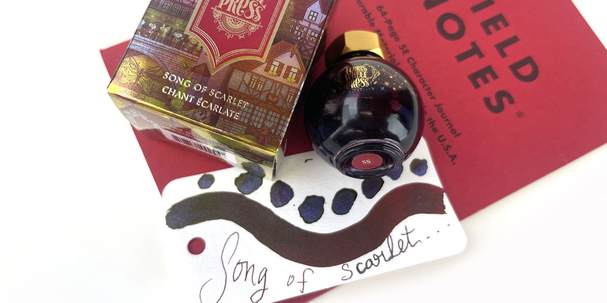 PenChalet's tweet photo. From the captivating FerriTales series, we introduce Song of Scarlet. 🍒 https://t.co/ssYfoq7ZNQ #Ink #FountainPenInk #FerrisWheelPress #FWPInk #PenChalet #SongOfScarlet #FerriTales #FerriTalesInk https://t.co/P5Cns6L7b6