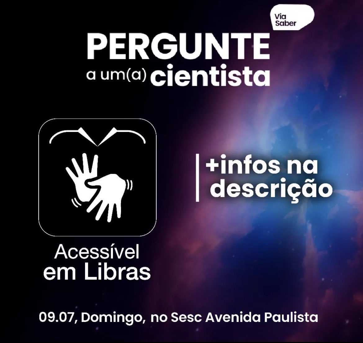 Isso é que é comemoração do dia nacional da ciência e do pesquisador! O “pergunte a um cientista” terá tradução simultânea em Libras👽🖖🏻 Falarei sobre ficção científica das 14h às 16h, mas o evento começará às 11h, com outros convidados que falarão sobre dinossauros, IA, etc.
