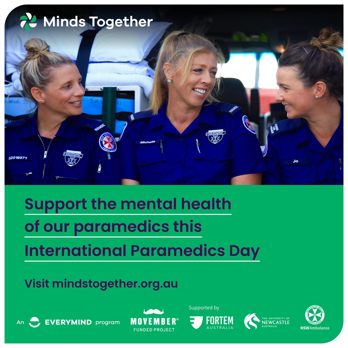 agwalker01's tweet photo. This #InternationalParamedicsDay we are highlighting the importance of supporting the mental health of paramedics.
Help trial a free online program for family, friends, and colleagues of paramedics developed by @EverymindAU
https://t.co/eDWmFR8rUb
#IPD2023 #MindsTogether https://t.co/G01AFlaVAg