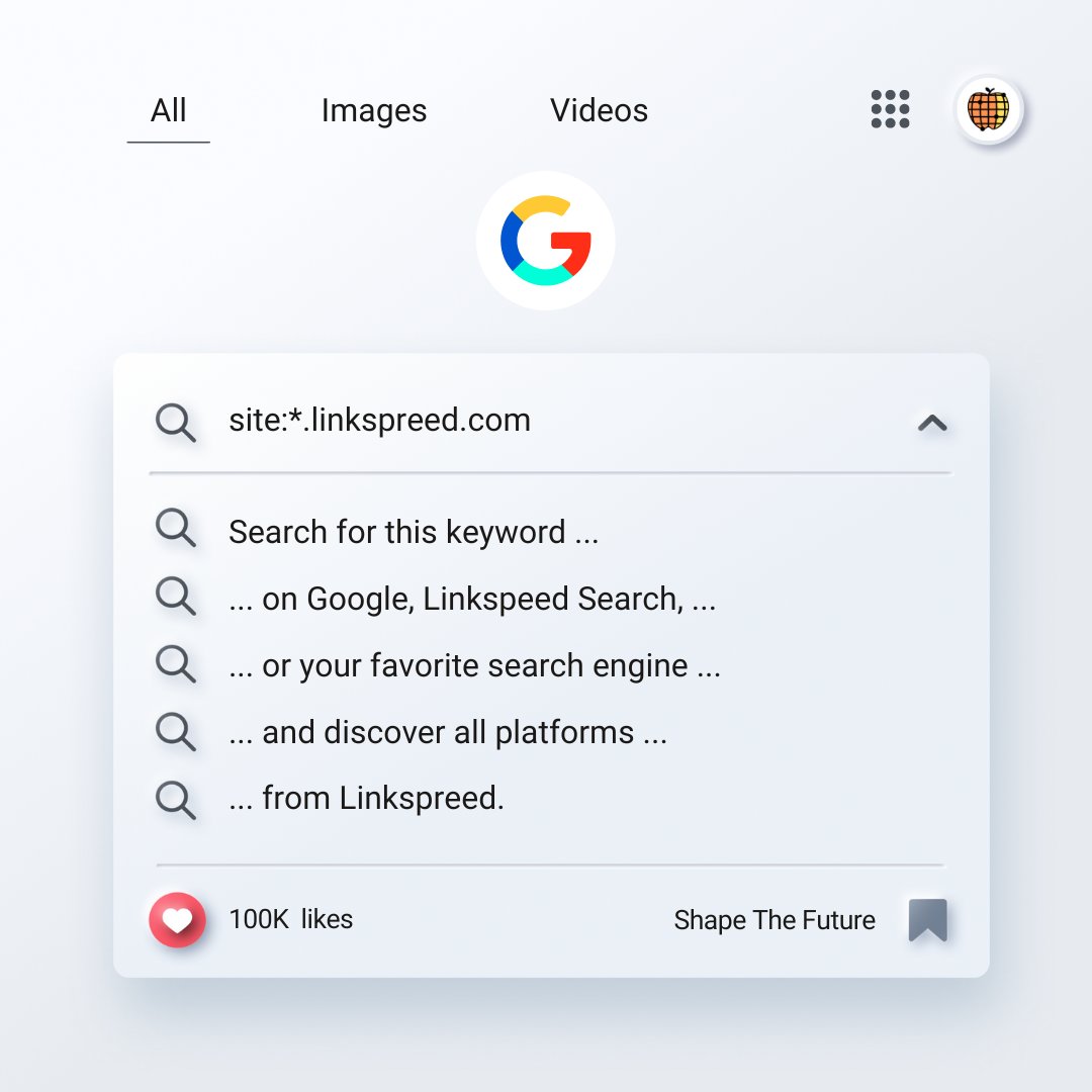 linkspreed's tweet image. Have you ever searched for &quot;site:*.linkspreed.com&quot; in your browser? 🌐 That&apos;s the secret code to uncover almost all the platforms we&apos;ve developed at Linkspreed! 🚀 Stop by and explore our innovative solutions. 🌍 #DiscoverLinkspreed #Innovations #TechGeniuses #BrowserSearch