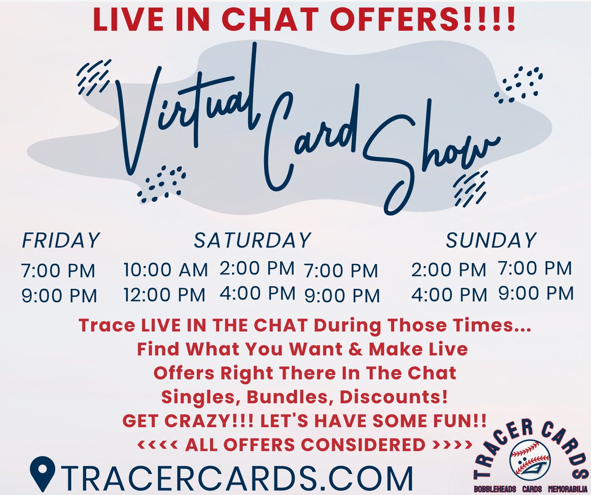 Thought you might want to check out this fun event we are doing this weekend. TracerCards.com