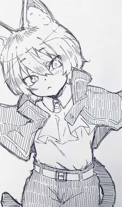 会社で描いた黒猫さん服装うろ覚えでしたすまぬ… #中谷Art 