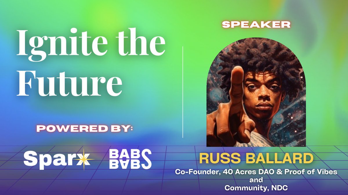 Stoked to be welcoming <a href="/RussLive215/">Worldwide Russ 🌎✈️✨</a> representing <a href="/40acresdao/">OUR 40acres</a> <a href="/VibesProof/">Proof_Of_Vibes_21</a> @neardc to the #IgniteTheFuture stage as our MC and speaker 🔥

Join us on July 18th in Paris ➡️ lu.ma/IgniteTheFutur…