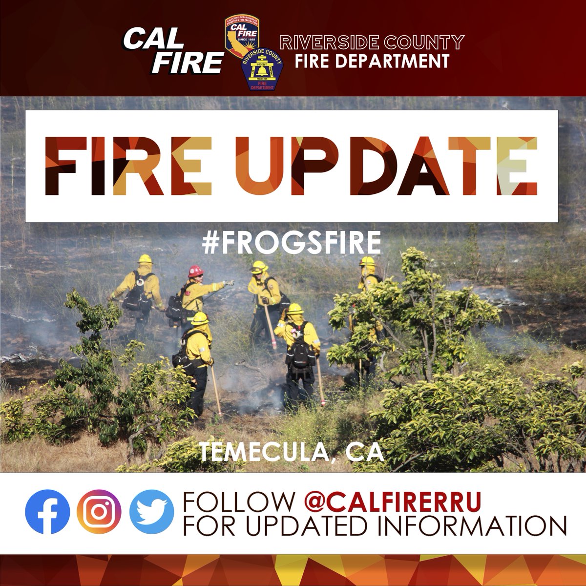 CALFIRERRU's tweet photo. #FrogsFire [FINAL UPDATE] The fire was held to 33 acres and is 100% contained as of 4:00 p.m. this afternoon. https://t.co/9hP866sSLj