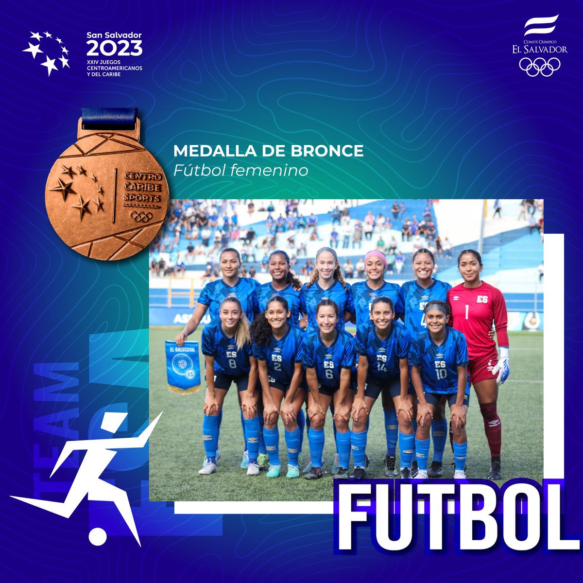 TeamESA_'s tweet photo. ¡MEDALLA 25! 

El Salvador suma su medalla número 25 y lo hace con la selección de fútbol femenino.

#TeamESA 🇸🇻 https://t.co/JR0Yaq9uuO
