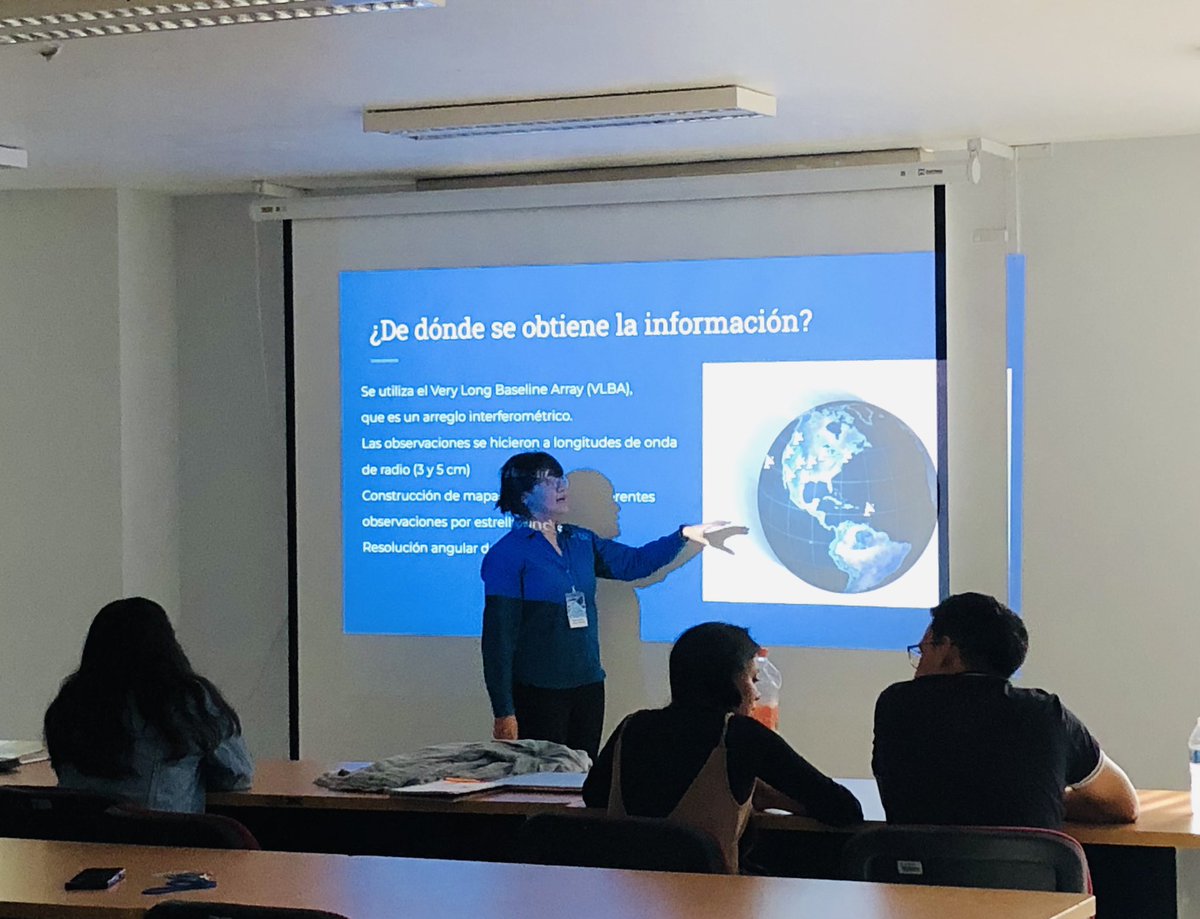 GiselaOrtizLeon's tweet photo. Muy orgullosa de mi estudiante del Verano de Investigación científica en el @inaoe_mx, quien exitosamente presentó su trabajo sobre uso del #VLBA del @TheNRAO para medir masas estelares https://t.co/qVyM2huebF