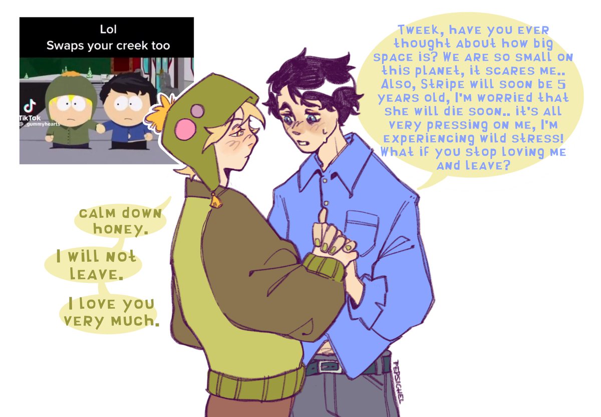 pepsichell's tweet image. #southpark #spcreek #creek
I tried to change the color of their eyes, but I want to try to draw their appearance in a different version in more detail
