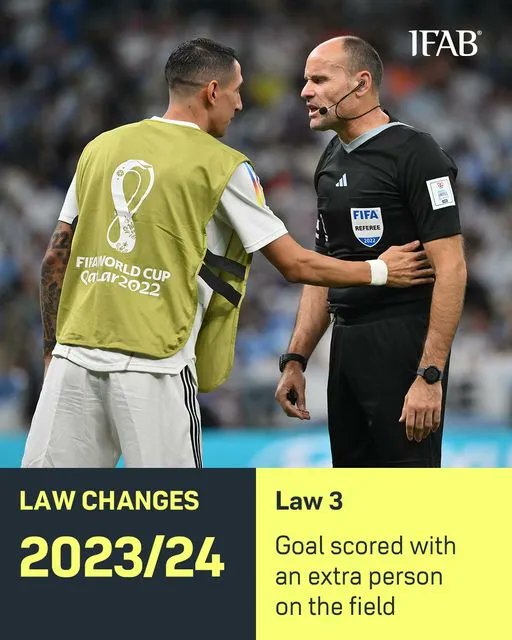 Official_RISRC's tweet photo. Its the 90th min. Player streaks towards goal. The ball goes in the net. Your assistant waves you over. The attacking team had a substitute walk on the field. They did not interfere in any part of the play. You know the law update, right?

https://t.co/sJLGn0RGvC 
#KnowtheLaws https://t.co/PtgPFeJFdv
