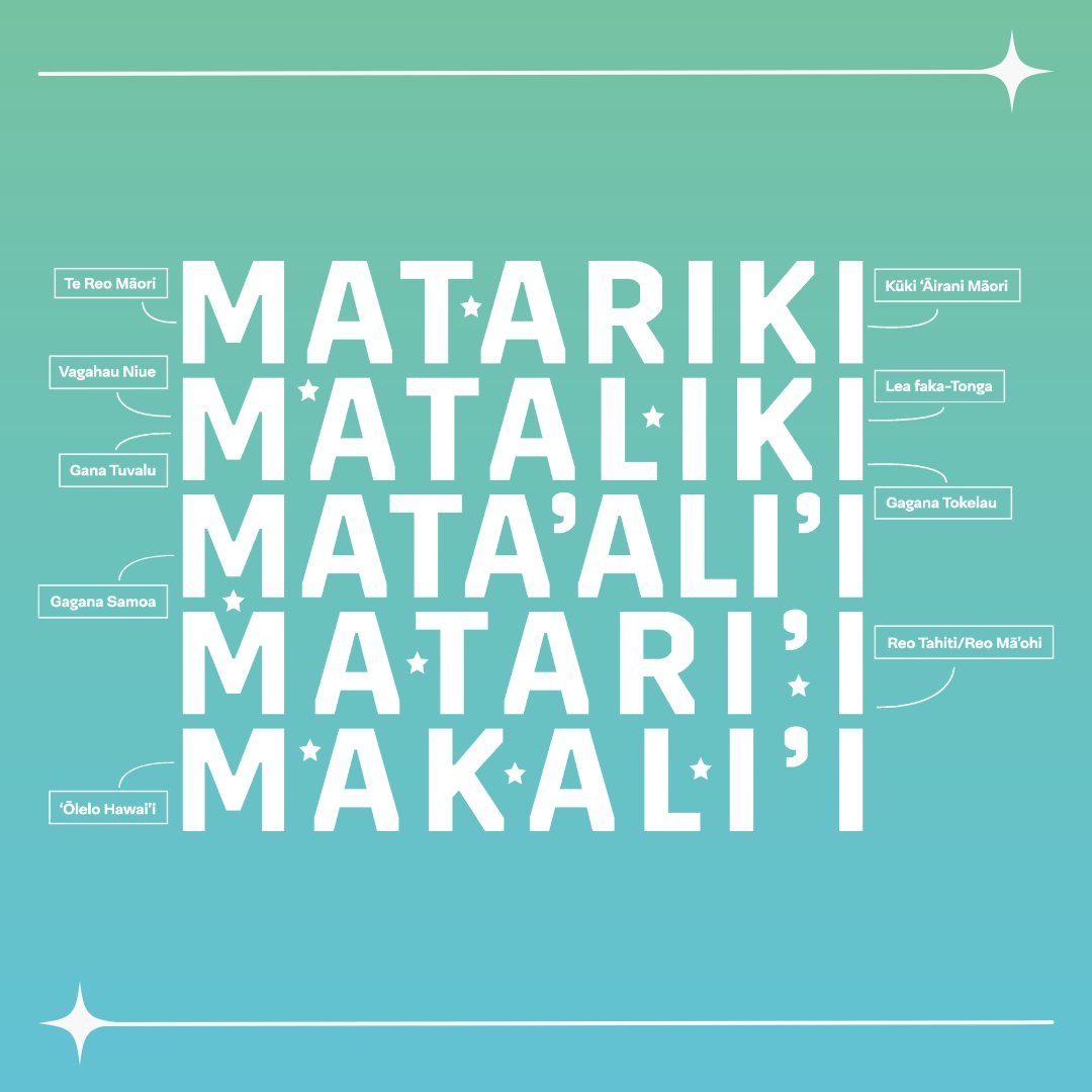 Matariki has connected people across Aotearoa and the Pacific for centuries. Here are some of the different ways we say Matariki across Te Moana-nui-a-Kiwa 🌀 🔗 P.s. You asked for it so we’ve created an a3 poster of this resource reomaori.co.nz/matariki-langu…

#reomāori