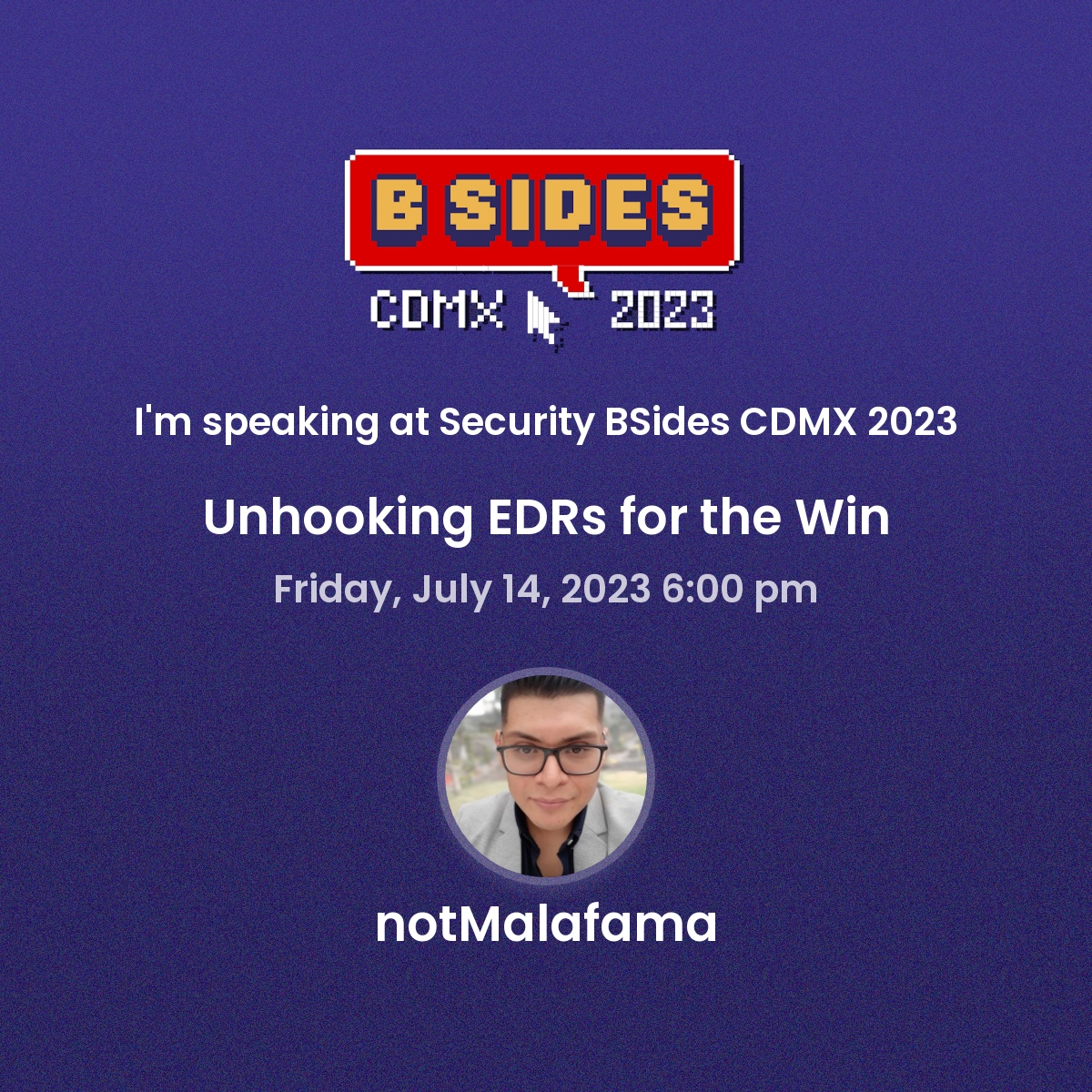 ¡No te pierdas mi próxima charla sobre EDR! Descubre todo sobre Endpoint Detection and Response: qué son, cómo funcionan y aprende a realizar unhooking. Nos vemos el proximo viernes en <a href="/bsidescdmx/">BSides CDMX</a>