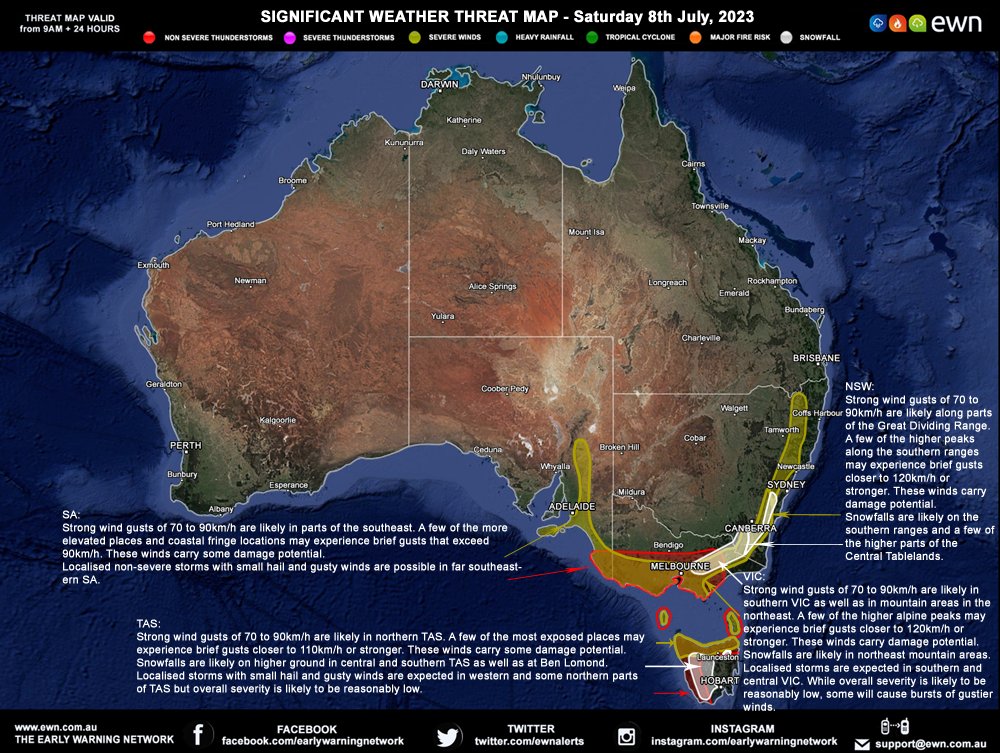 National Weather Threat Map 8 July: #NSW #VIC #SA #TAS ewn.com.au/info/significa…