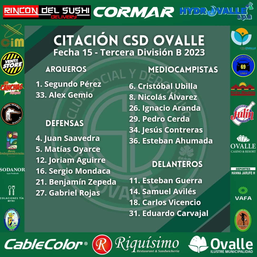 CSDOvalle's tweet photo. 𝐂𝐈𝐓𝐀𝐂𝐈𝐎𝐍 𝐂𝐋𝐔𝐁 𝐒𝐎𝐂𝐈𝐀𝐋 𝐘 𝐃𝐄𝐏𝐎𝐑𝐓𝐈𝐕𝐎 𝐎𝐕𝐀𝐋𝐋𝐄 🟢
Fecha 15 - Tercera División B 2023

✅️ Coliseo vs CSD Ovalle  
📍 Sábado 8 de julio 
⌚️ 16:00 hrs 
🏟 Estadio Municipal de El Quisco 

#CSDOvalle #ElEquipoDeLaGente🇳🇬
@olivares2_13 @LucianoAlday https://t.co/RMtoFp9YyY